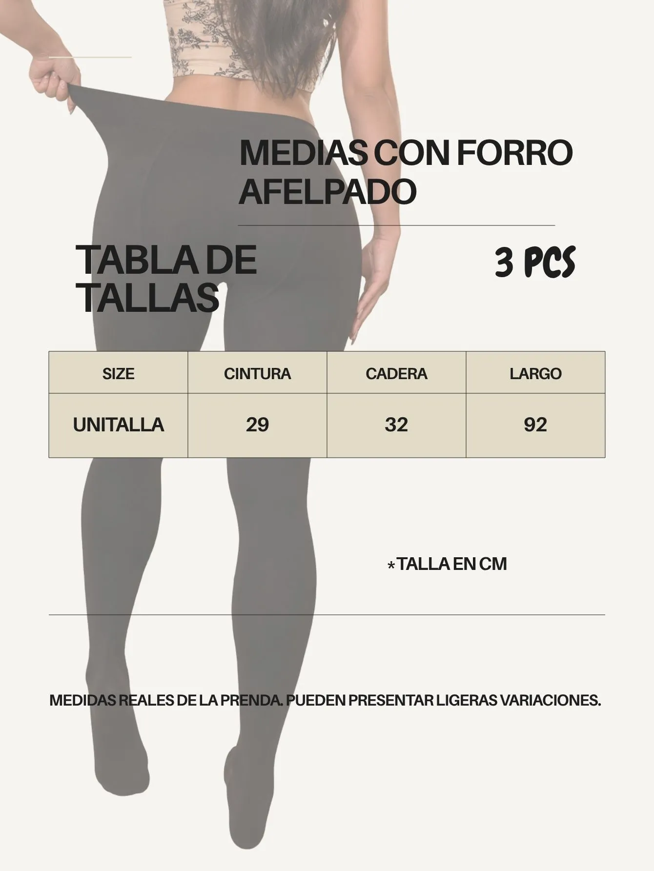 3303-UNI-N Media Afelpada lisa- 3pcs 15367